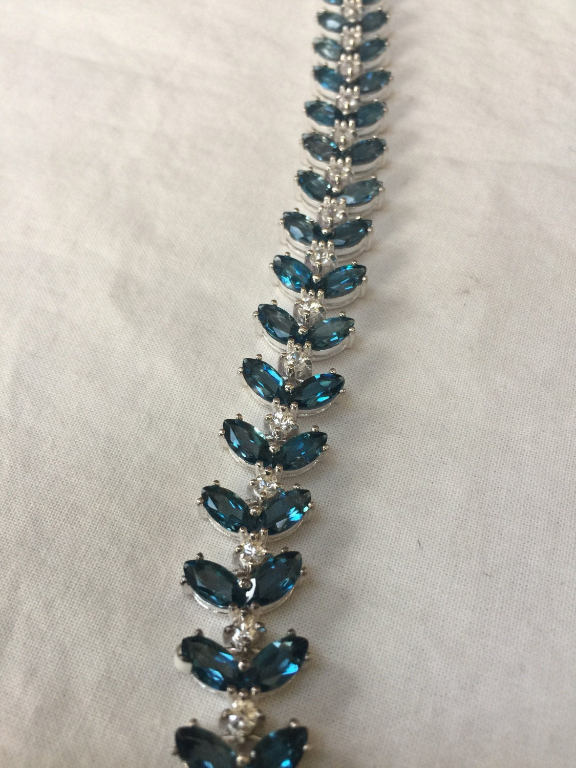 Vintage London Blue Topaz 925 Sterling Silver Tennis Bracelet