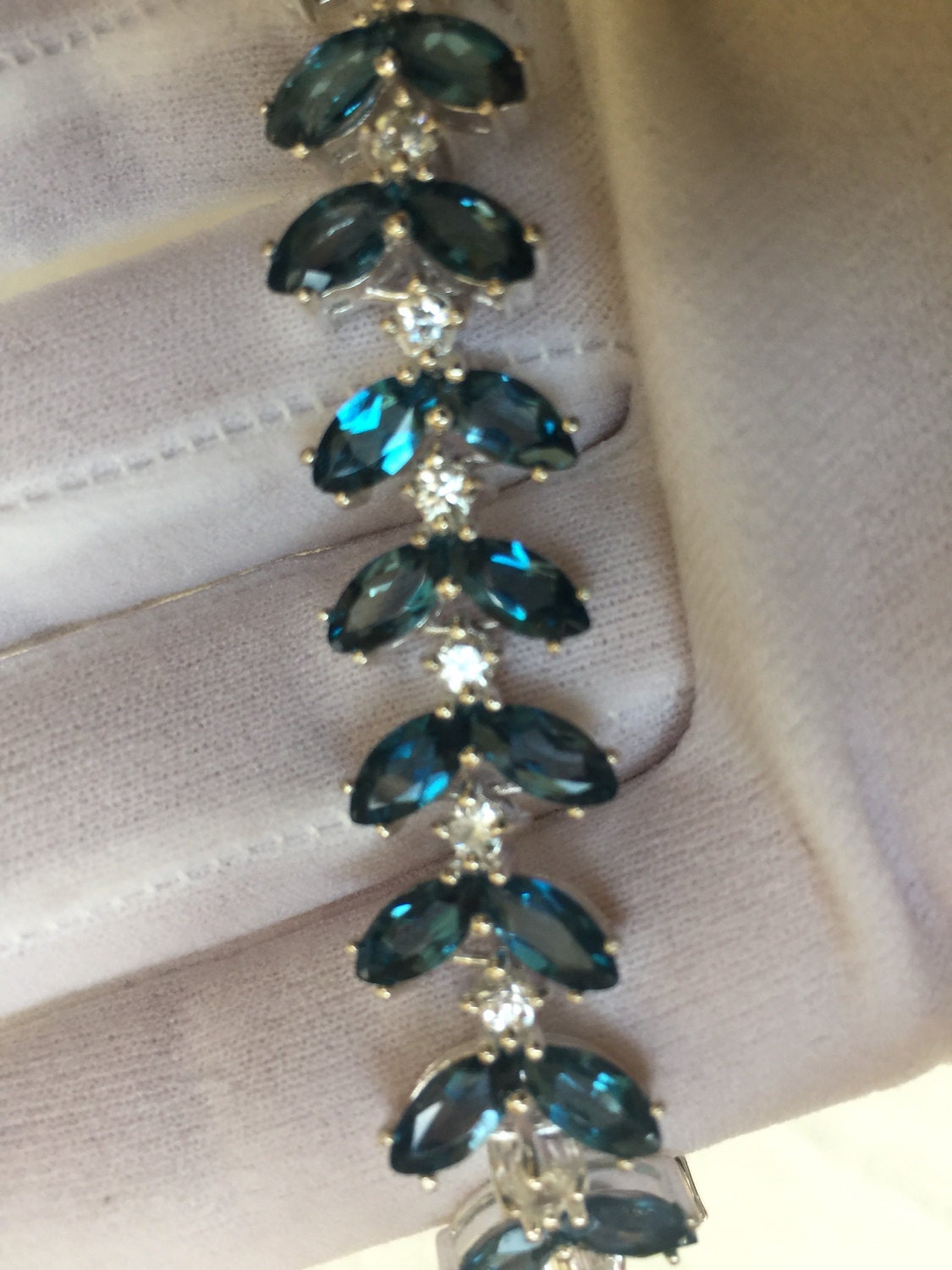 Vintage London Blue Topaz 925 Sterling Silver Tennis Bracelet