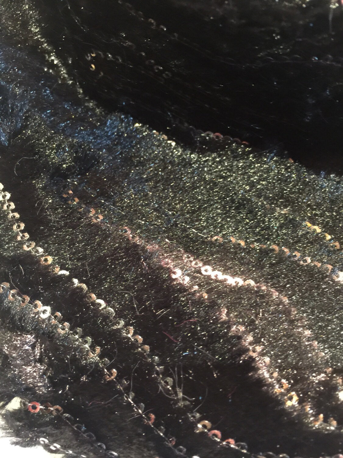 Nemesis Antique Vintage Styled Infinity Scarf, Black Furry Knit