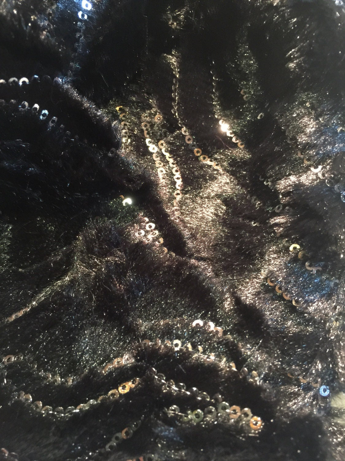 Nemesis Antique Vintage Styled Infinity Scarf, Black Furry Knit