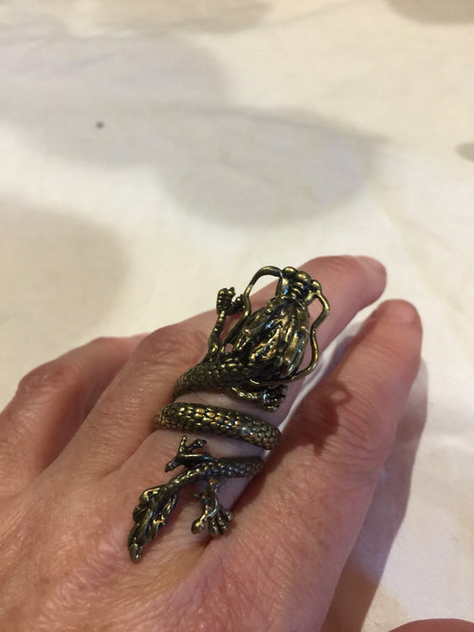 Vintage Brass Adjustable Gothic dragon Ring