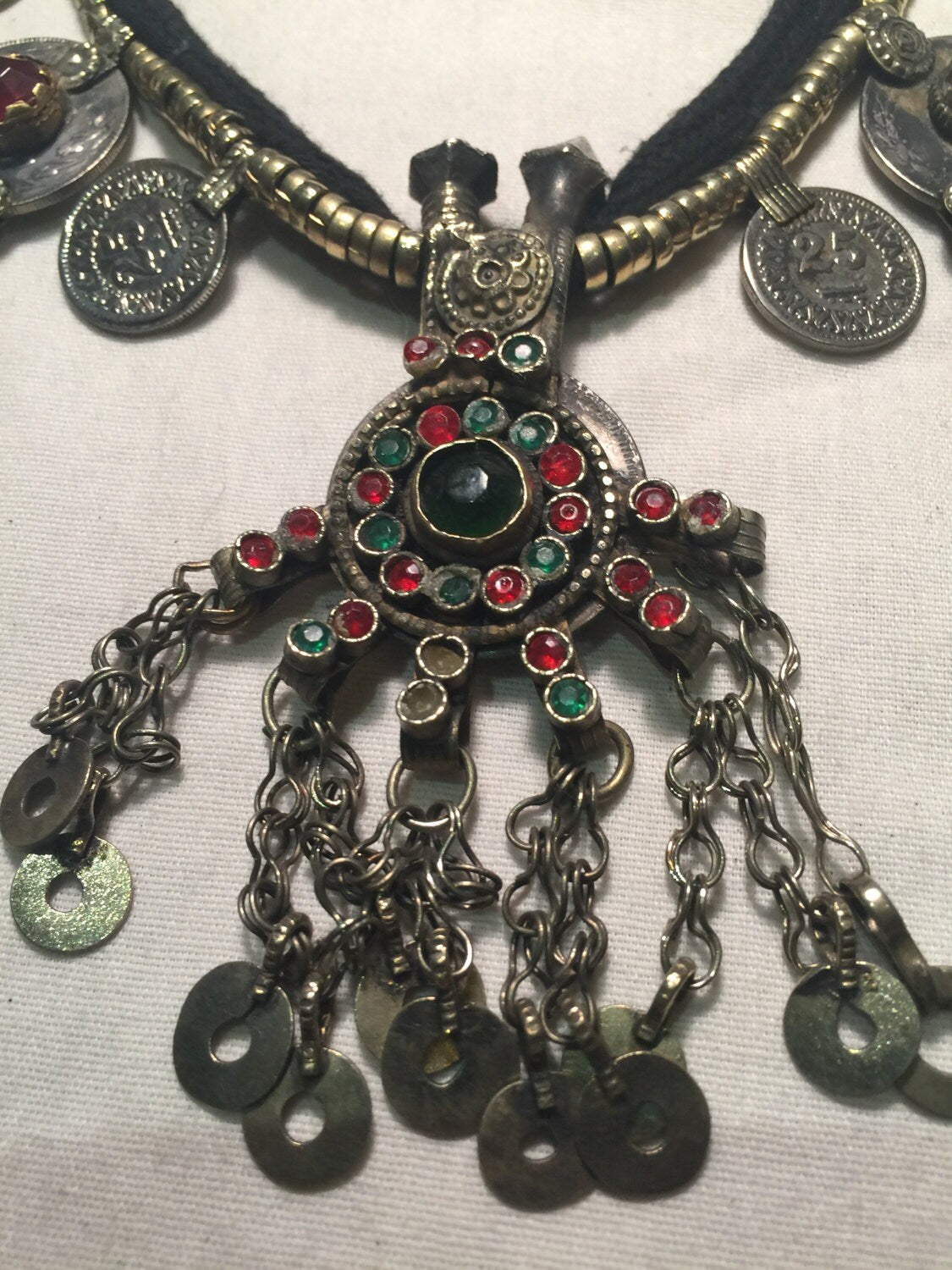 Vintage Hand Wrapped Coin Necklace.