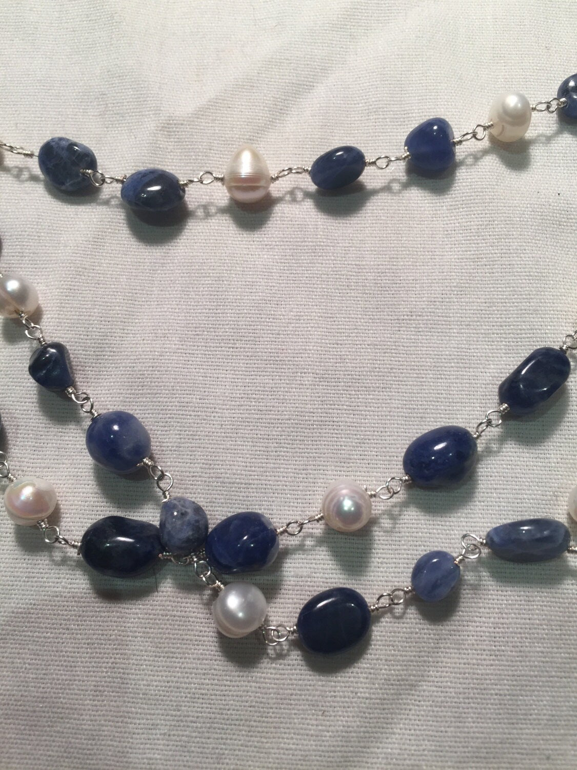 Hand Wrapped Pearl 3 strand Necklace