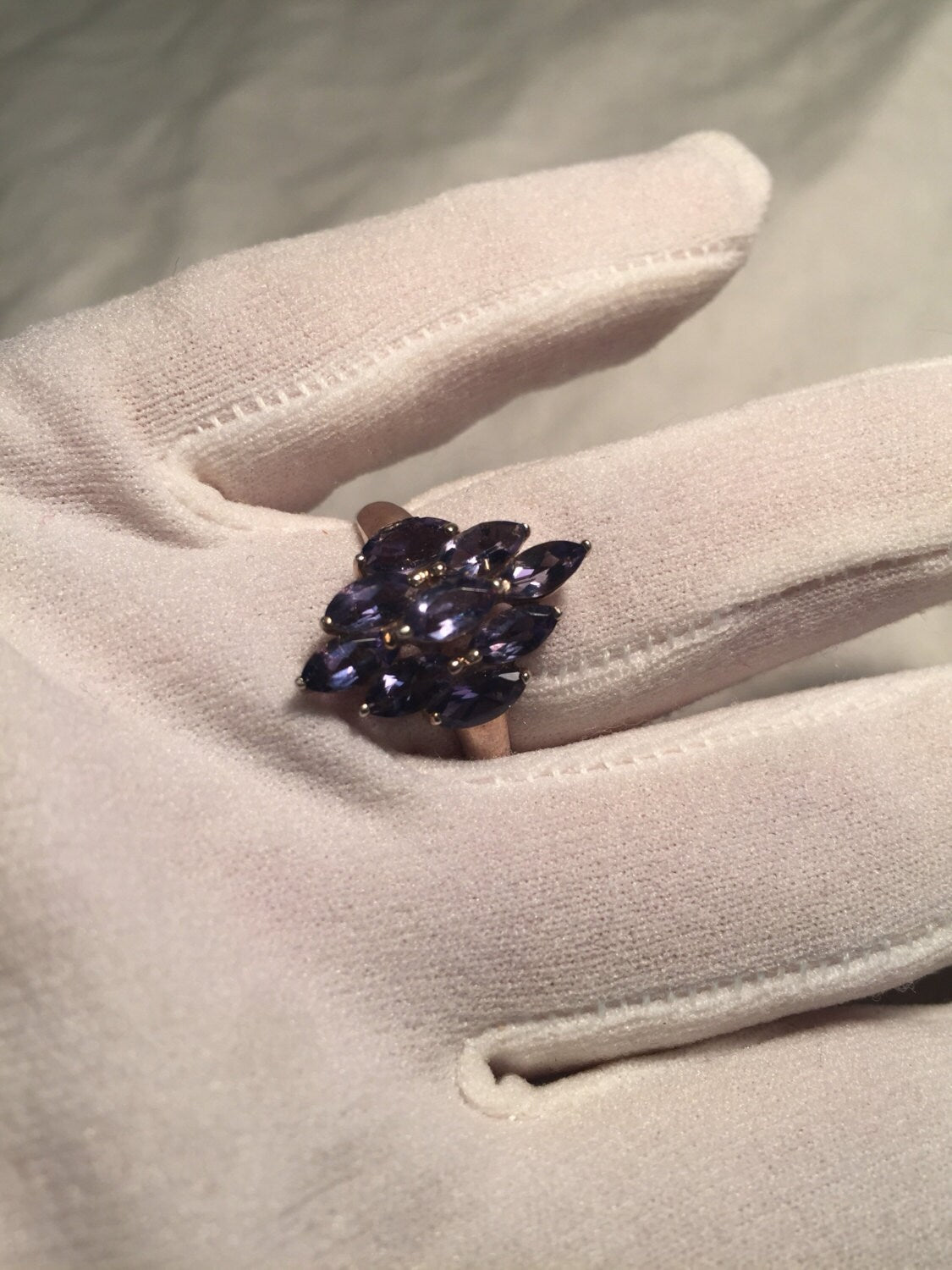 Vintage Blue Tanzanite Setting 925 Sterling Silver Gothic Cocktail Ring