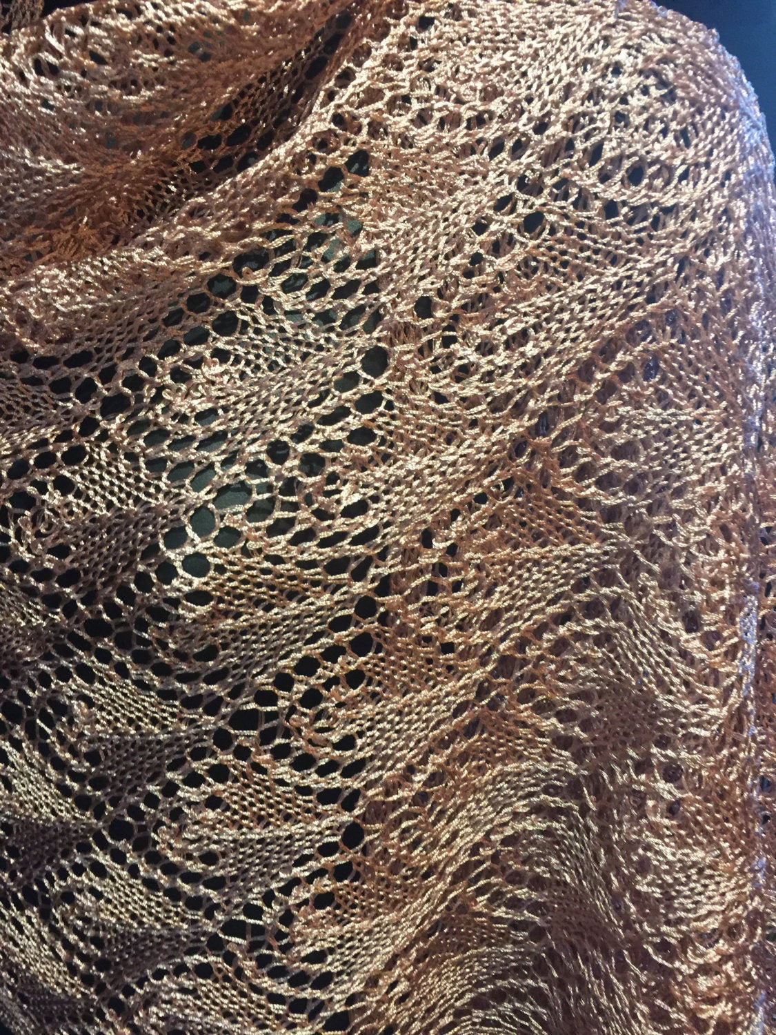 Vintage Pale Pink Lace Crochet Shawl Wrap