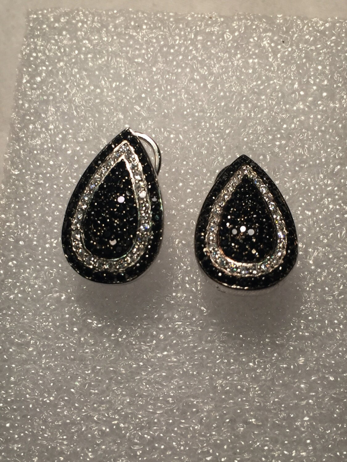 Vintage Black Crystal Diamond Look Chandelier Earrings