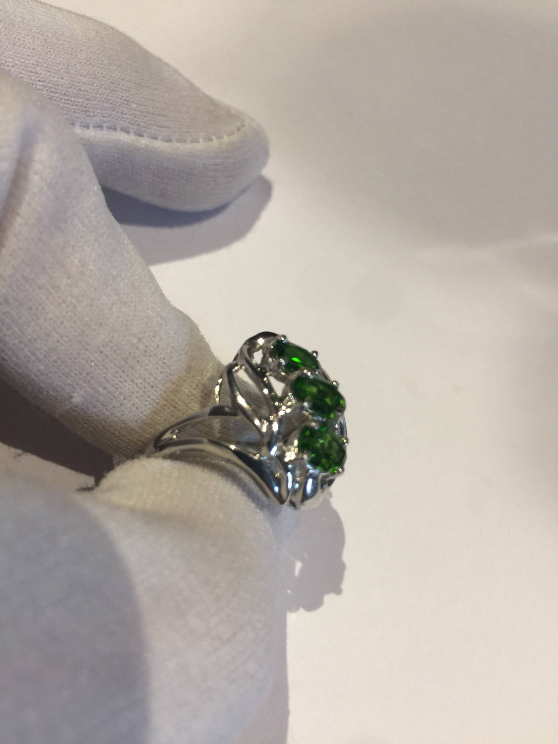 Vintage Handmade Green Chrome Diopside Filigree Setting Sterling Silver Gothic Ring