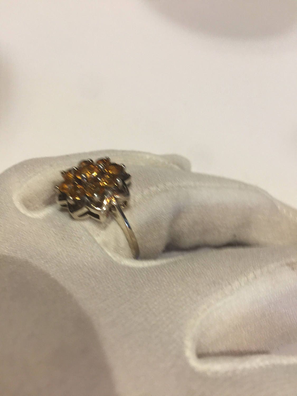 Vintage Handmade Golden Genuine Citrine 925 Sterling Silver Gothic Ring