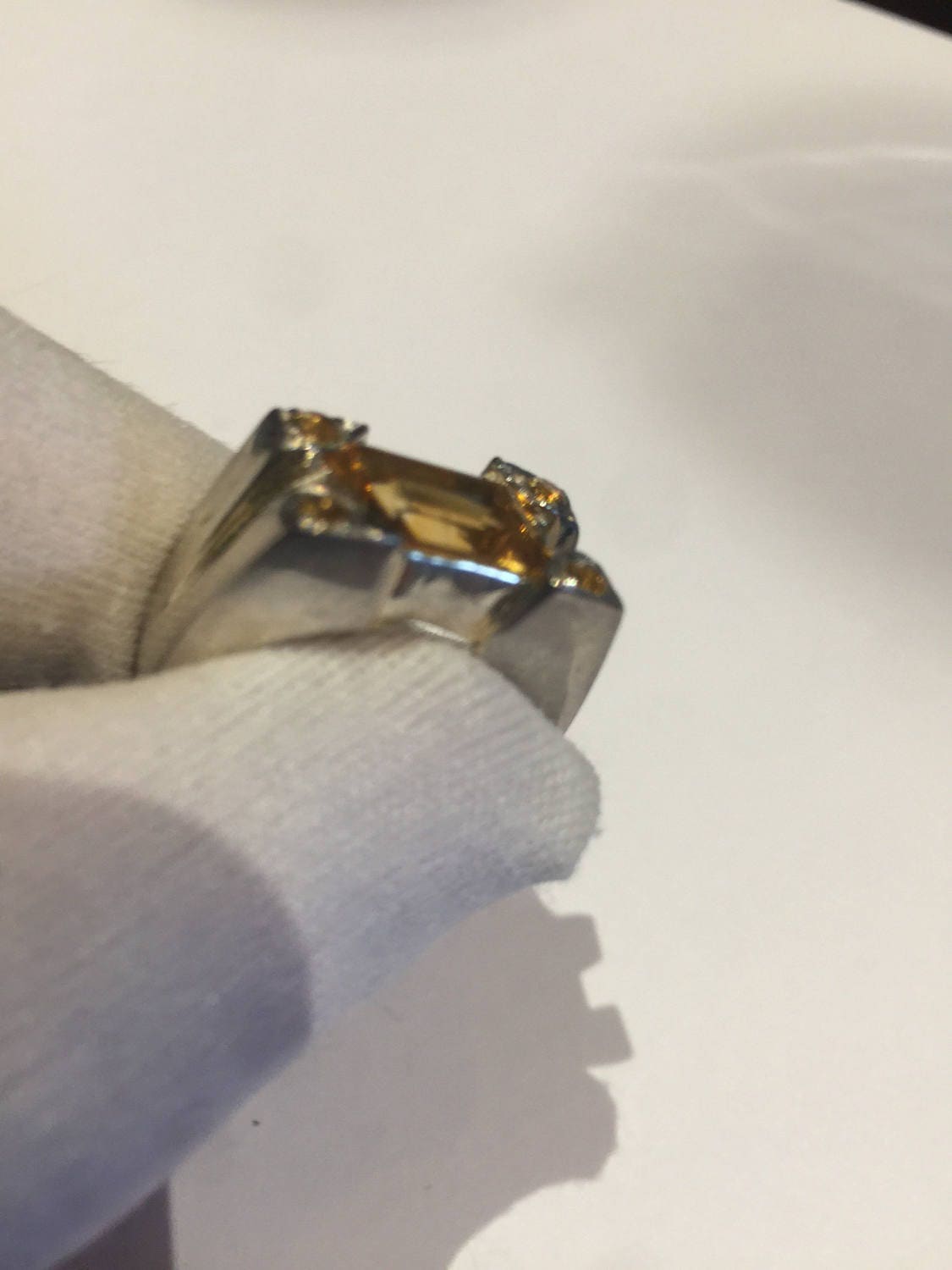 Vintage Handmade Golden Genuine Citrine 925 Sterling Silver Gothic Ring