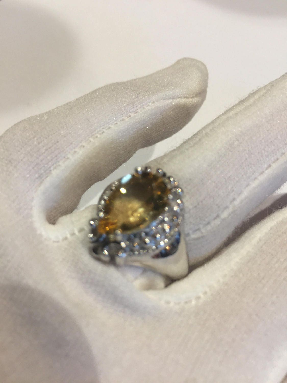 Vintage Handmade Golden Genuine Citrine 925 Sterling Silver Gothic Ring