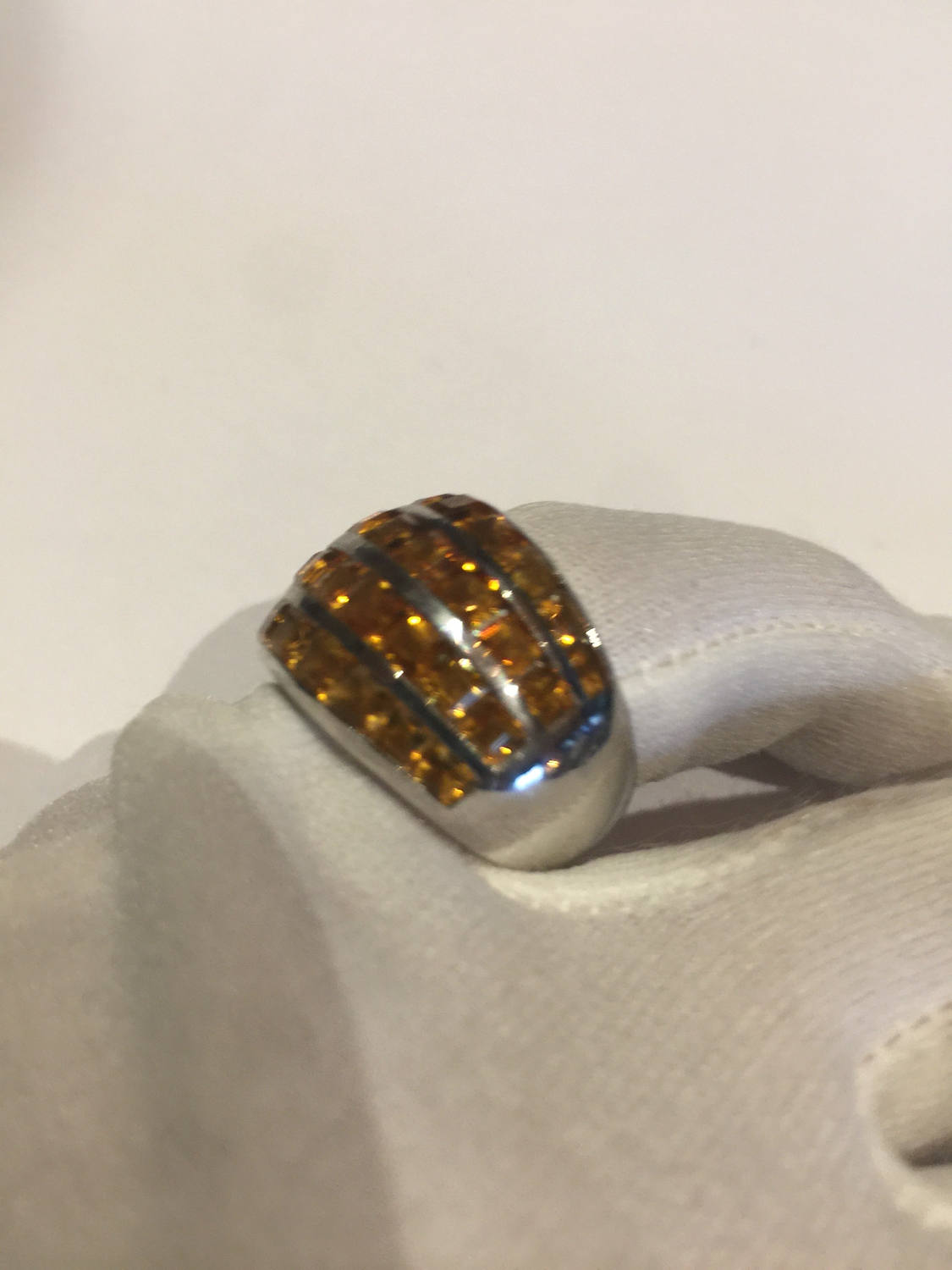 Vintage Handmade Golden Genuine Citrine 925 Sterling Silver Gothic Ring