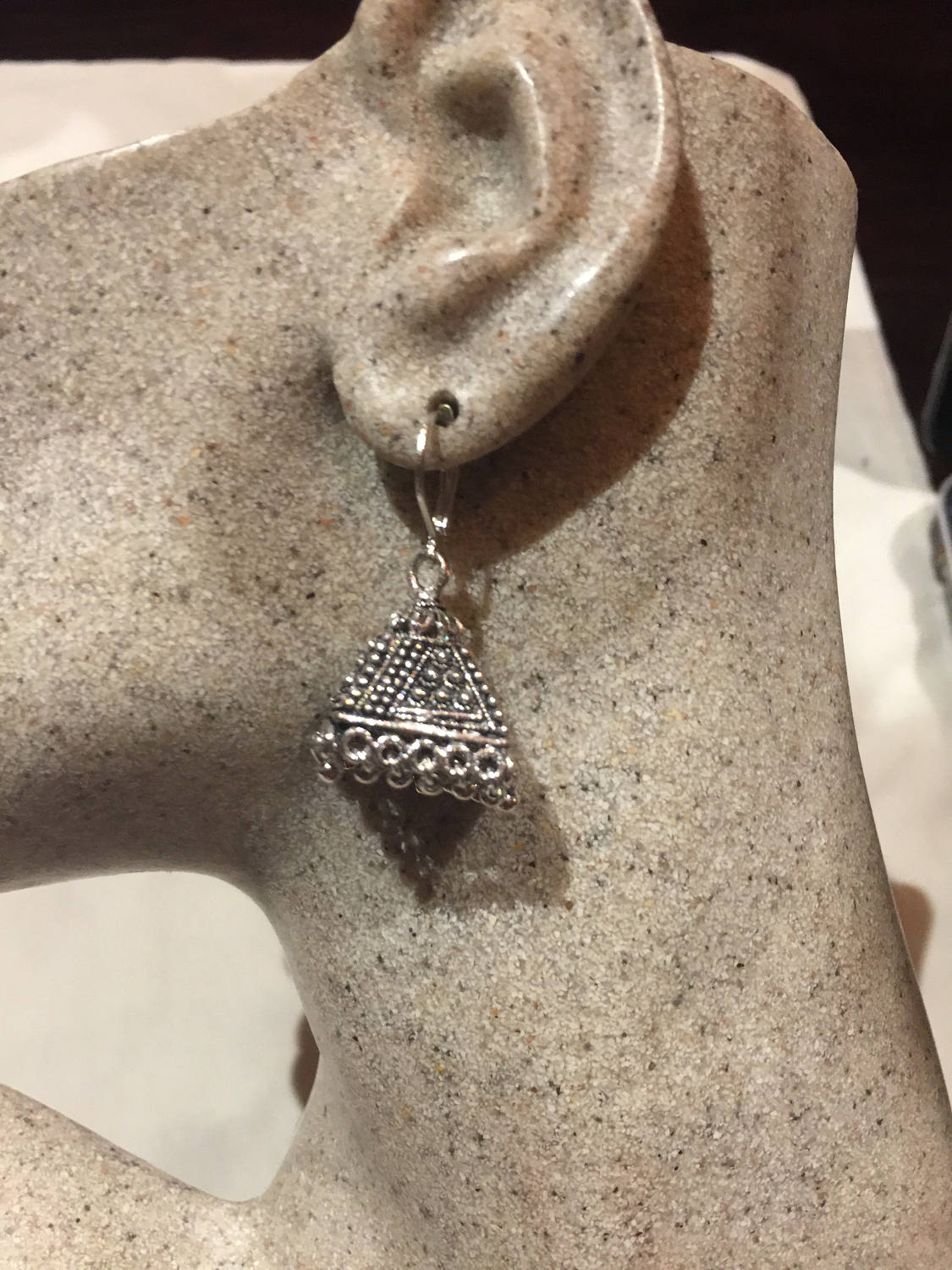 Vintage Handmade Pyramid Charm Deco Earrings