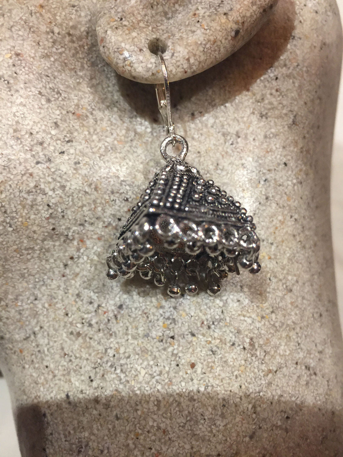 Vintage Handmade Pyramid Charm Deco Earrings