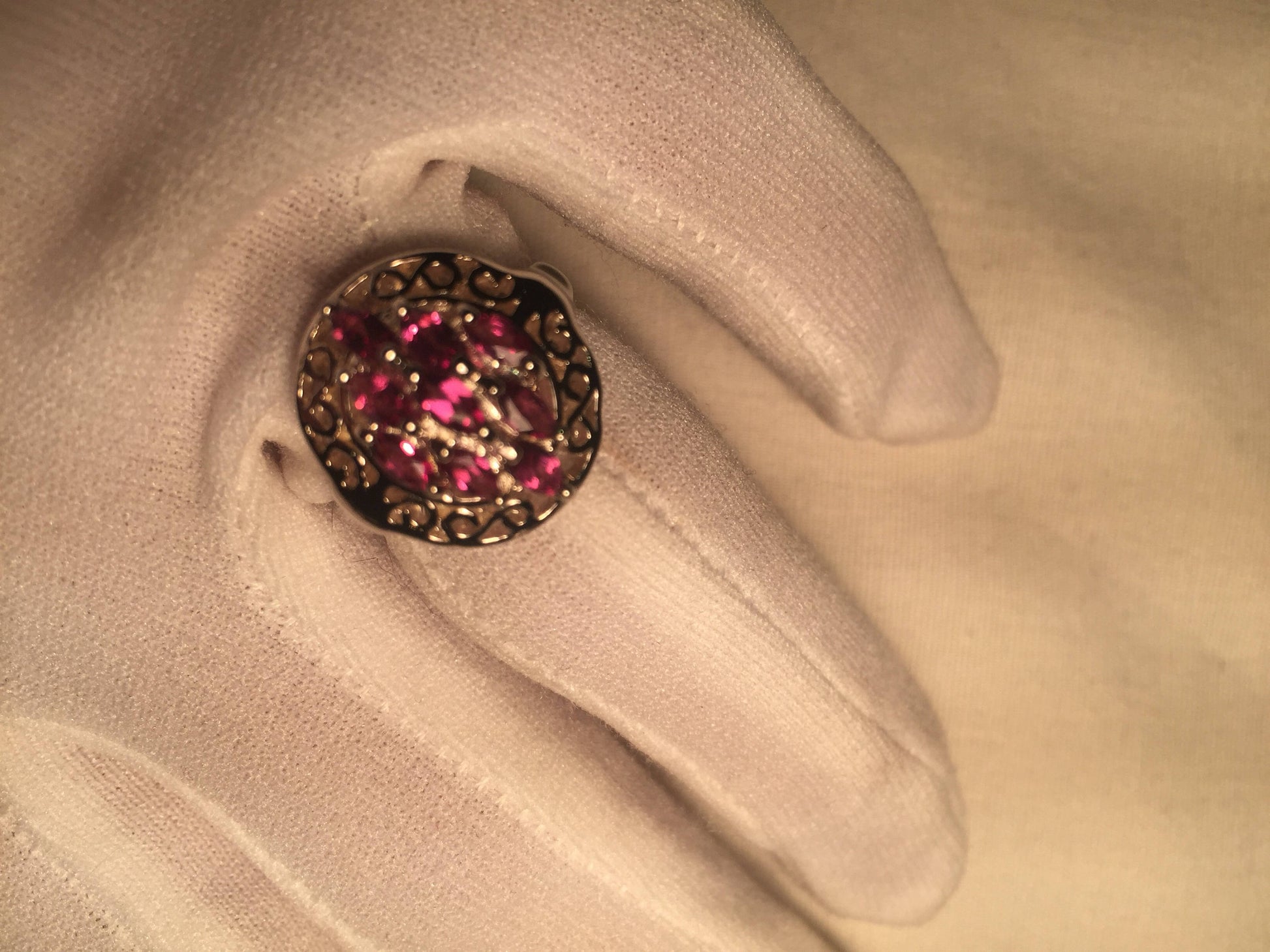 Vintage Handmade Pink Toumaline 925 Sterling Silver Gothic Ring