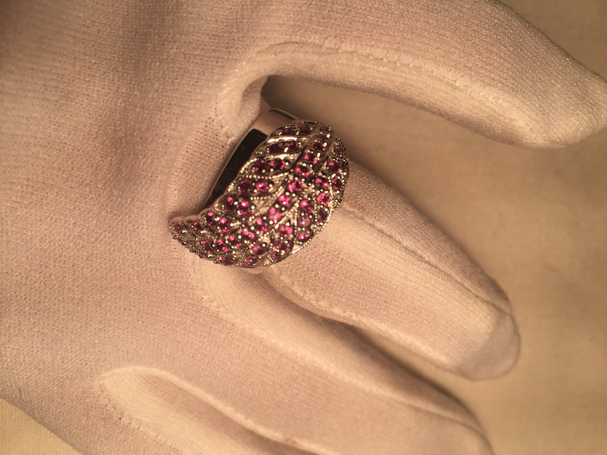 Vintage Handmade Pink Toumaline and White Sapphire 925 Sterling Silver Gothic Ring