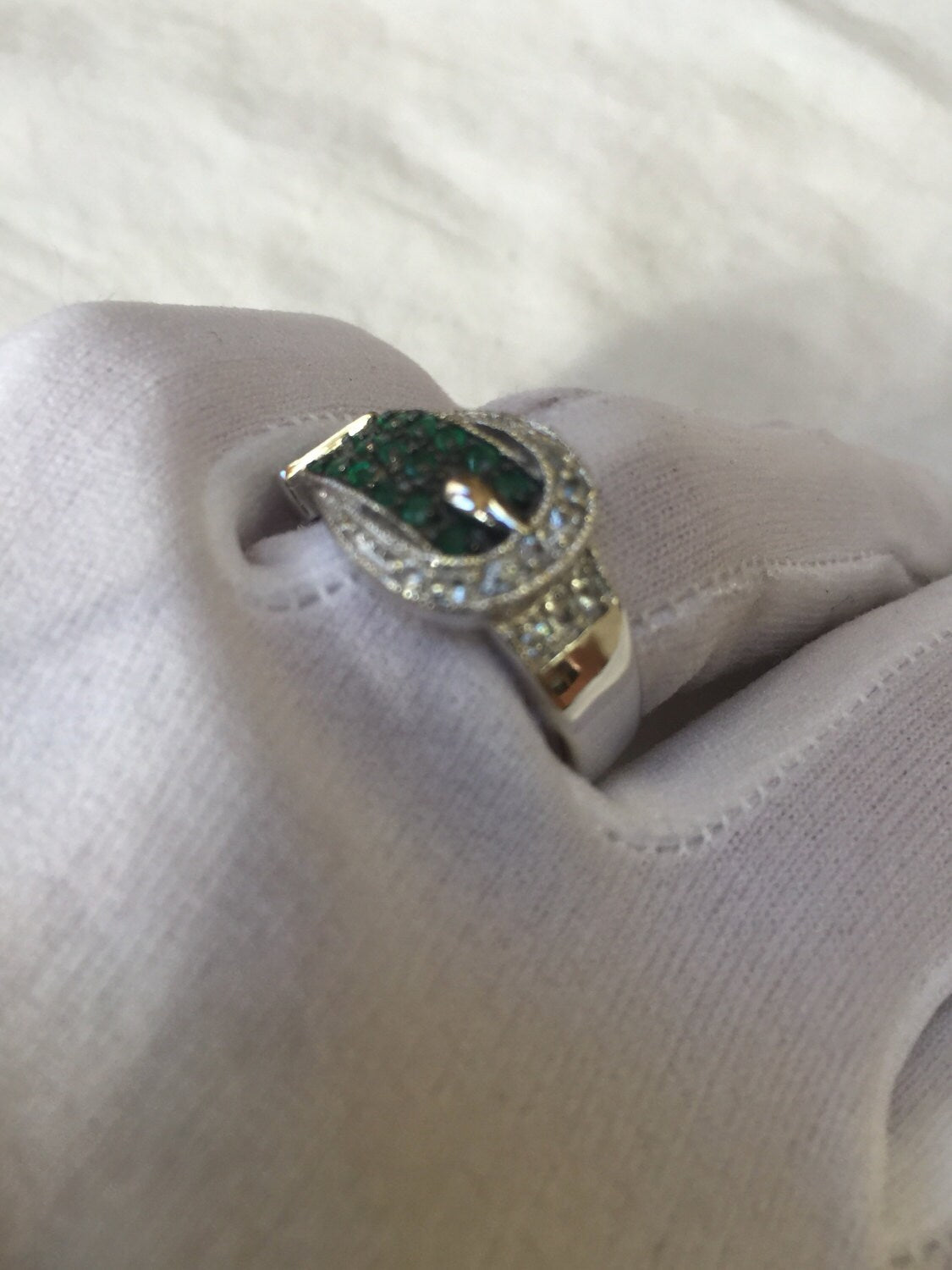 Vintage Handmade Genuine Green Tsavorite Setting 925 Sterling Silver Gothic Band Ring