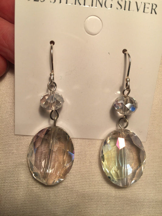 Antique Crystal Charm Gemstone Sterling Silver Dangle Earrings