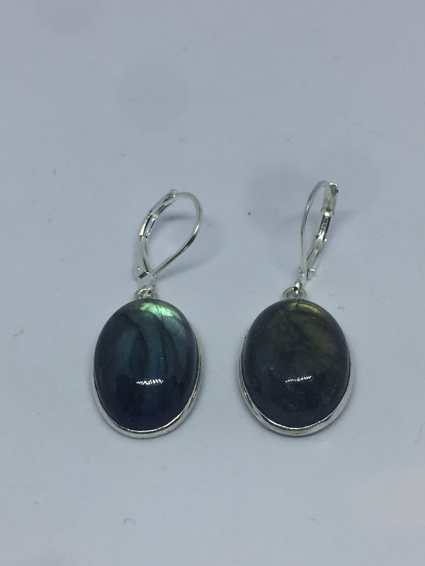 Vintage Labradorite Silver Dangle Earrings