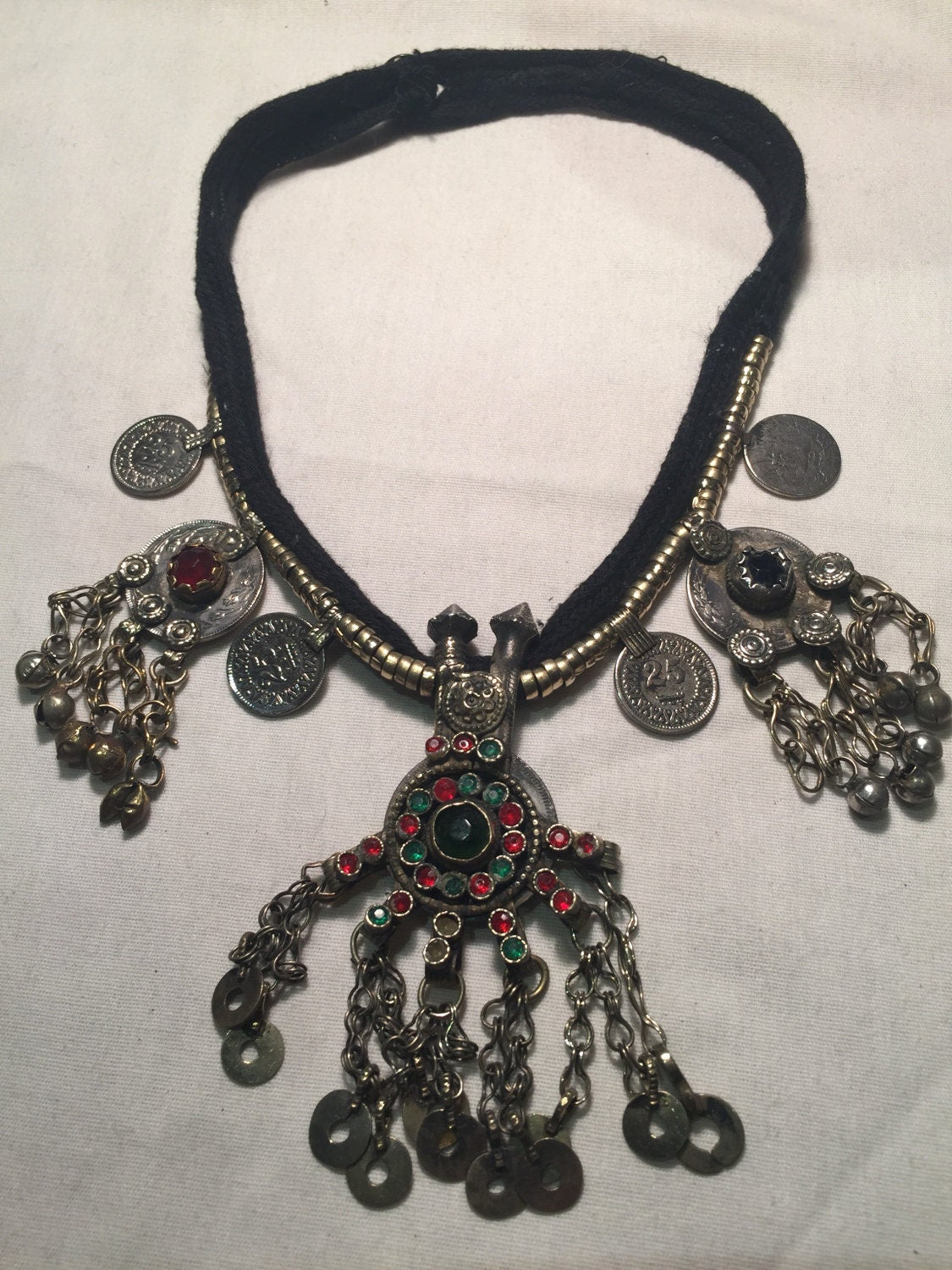 Vintage Hand Wrapped Coin Necklace.