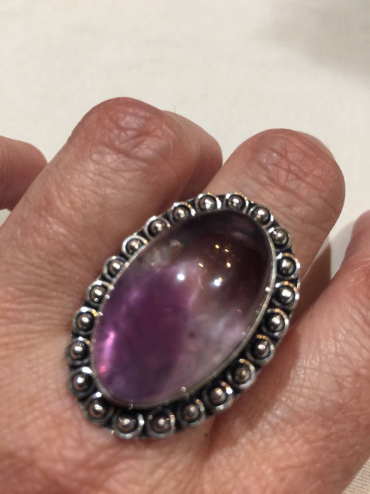Vintage Purple Amethyst Cocktail Ring Adjustable Statement