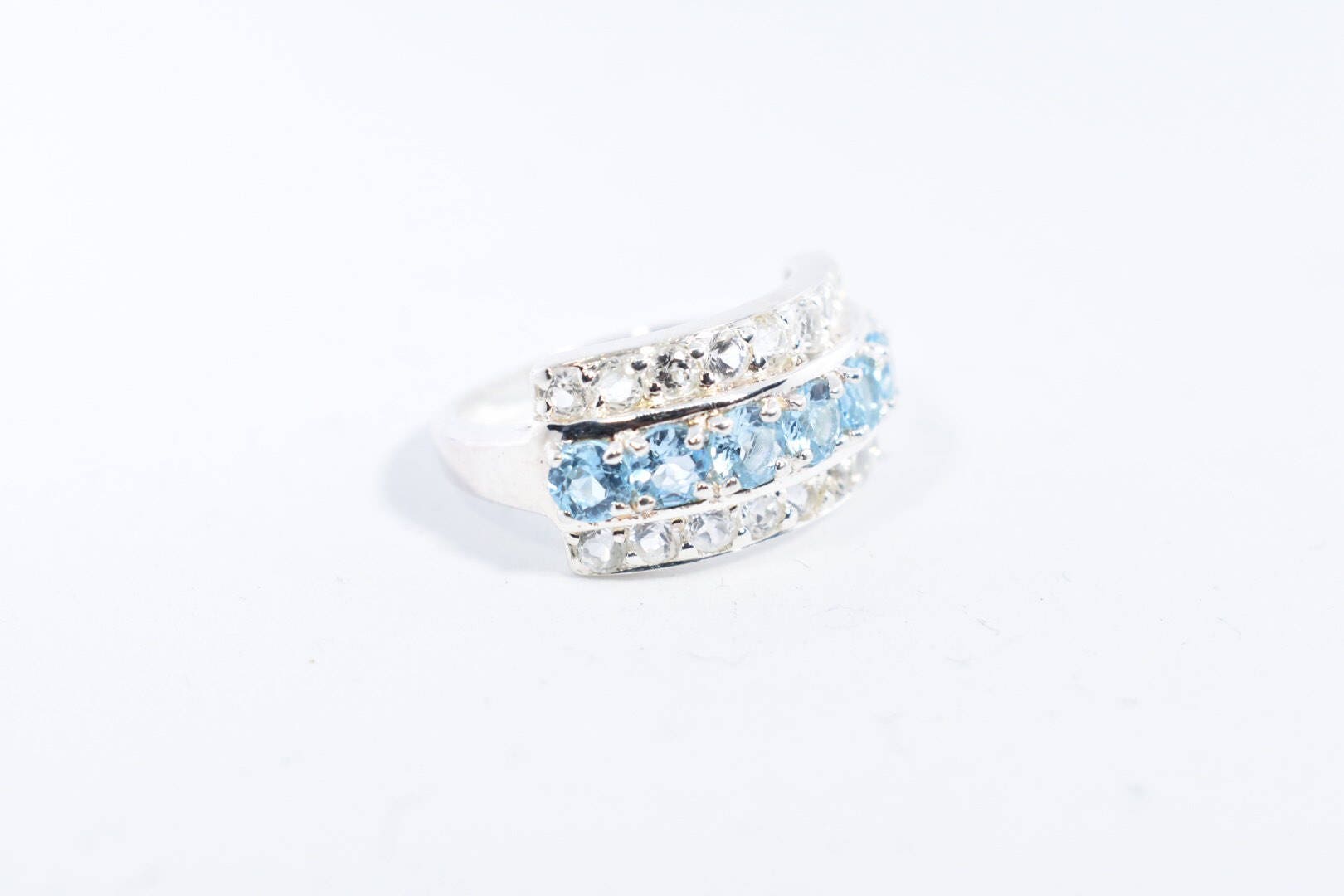 Vintage Genuine Blue Topaz 925 Sterling Silver Ring