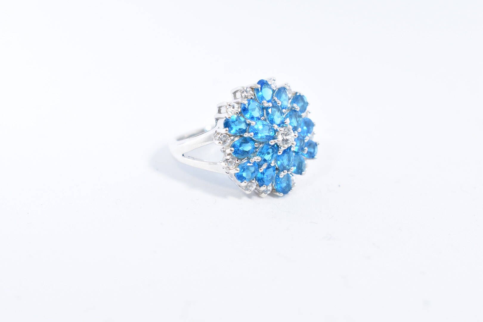 Vintage Genuine Blue Topaz 925 Sterling Silver Ring