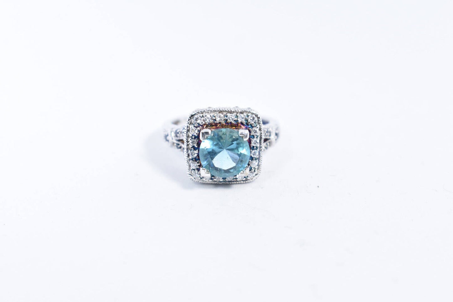 Vintage Genuine Blue Topaz 925 Sterling Silver Ring Size 6.75