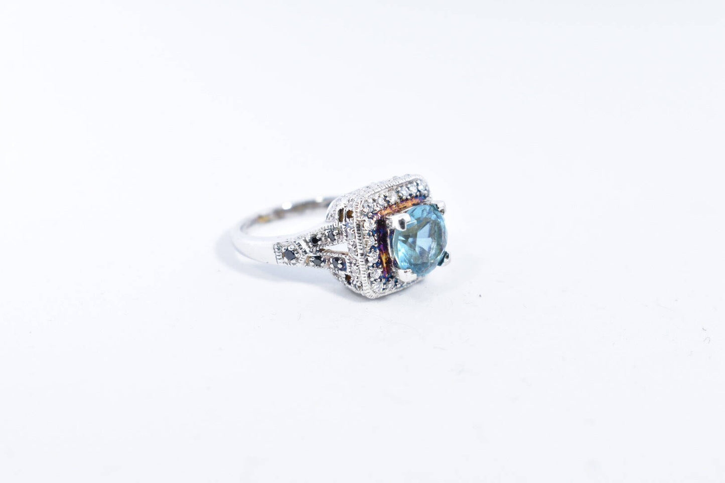 Vintage Genuine Blue Topaz 925 Sterling Silver Ring Size 6.75