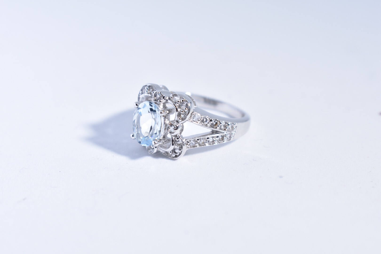 Vintage Genuine Aquamarine 925 Sterling Silver Ring