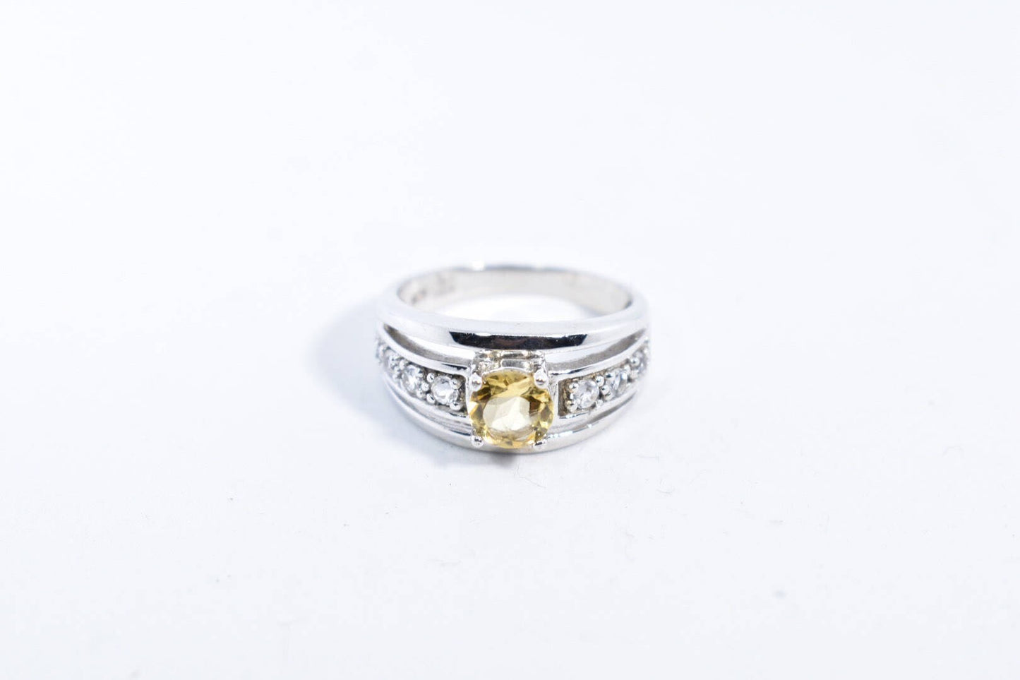 Vintage Golden Citrine Ring 925 Sterling Silver
