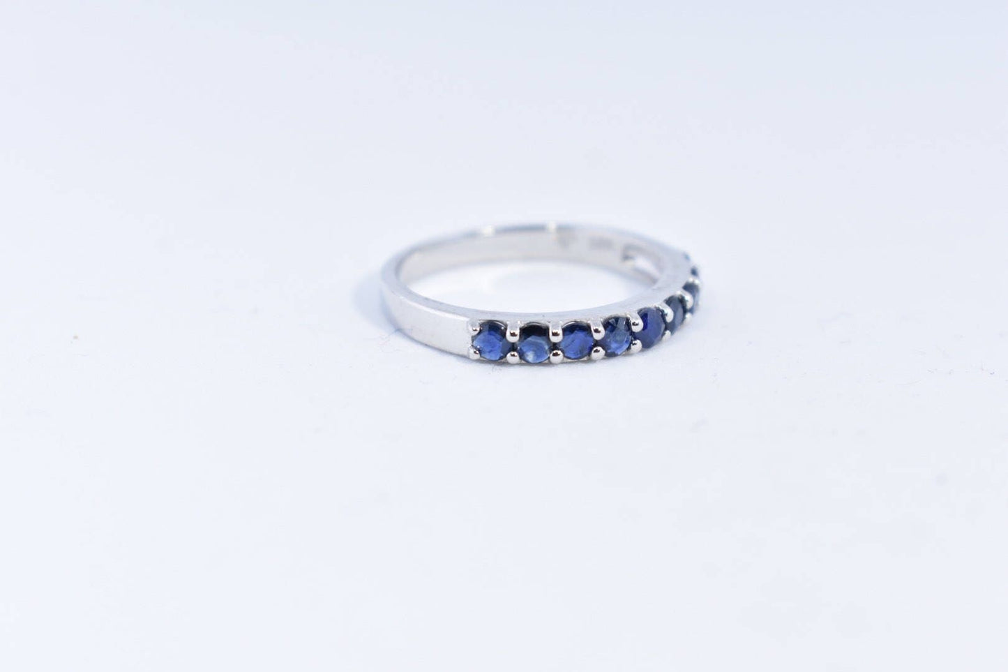 Vintage Handmade Deep Blue Sapphire and White 925 Sterling Silver Gothic Ring