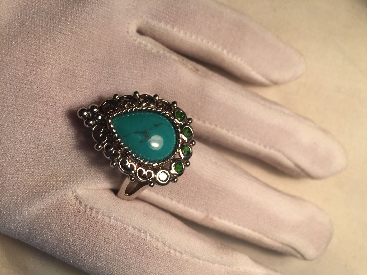 Vintage Turquoise Gemstone 925 Sterling Silver Celtic Ring