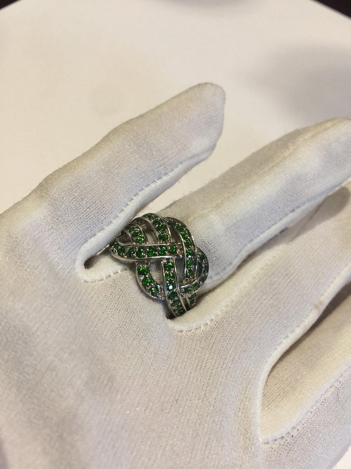 Vintage Handmade Green Chrome Diopside Sterling Silver Ring