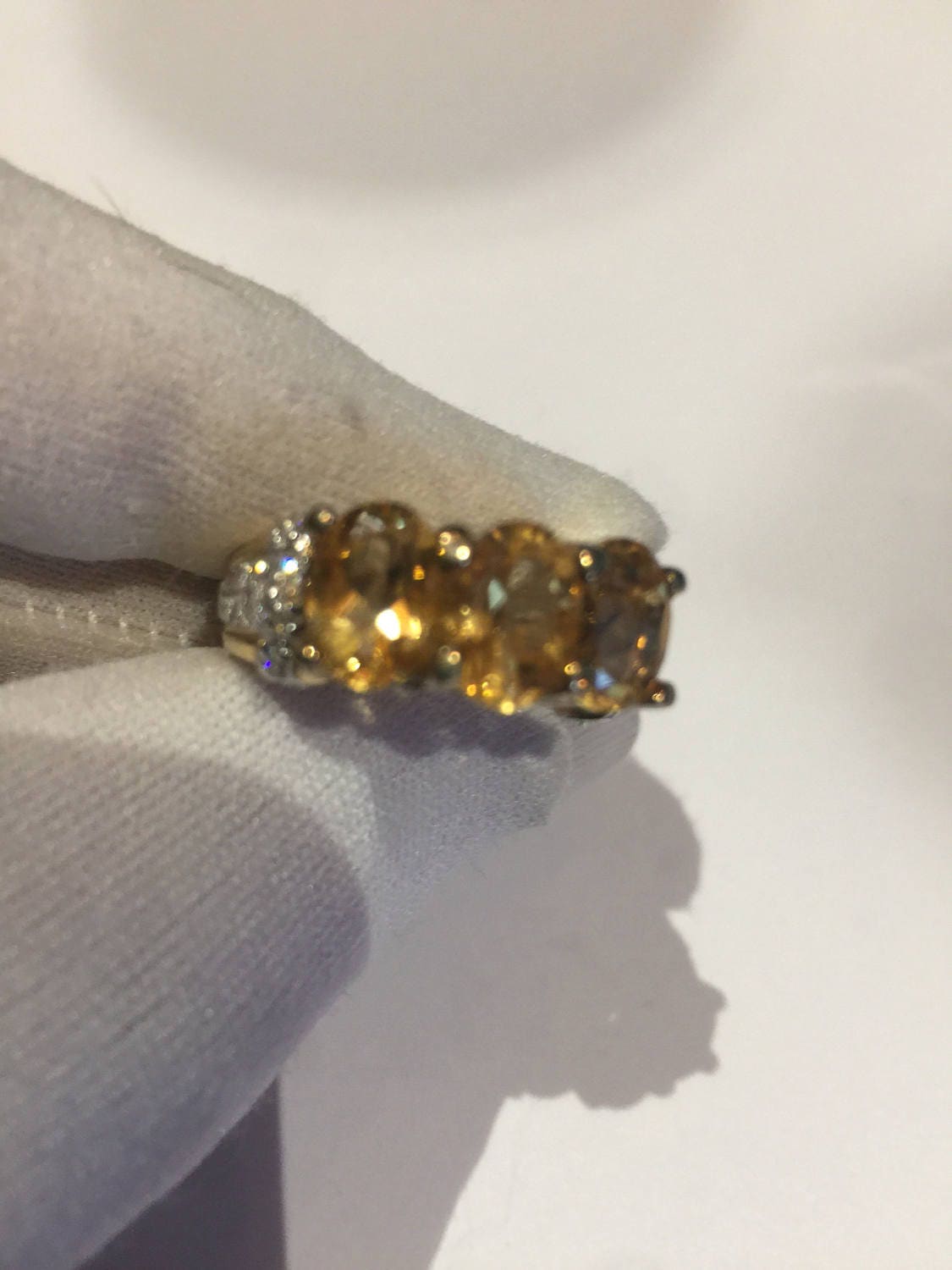 Vintage Handmade Golden Genuine Citrine 925 Sterling Silver Gothic Ring