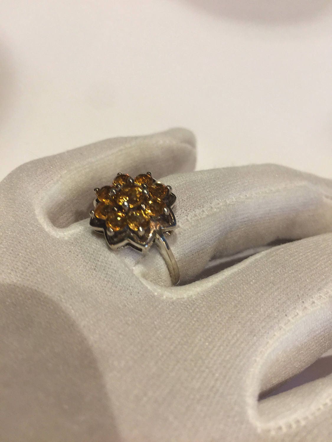 Vintage Handmade Golden Genuine Citrine 925 Sterling Silver Gothic Ring