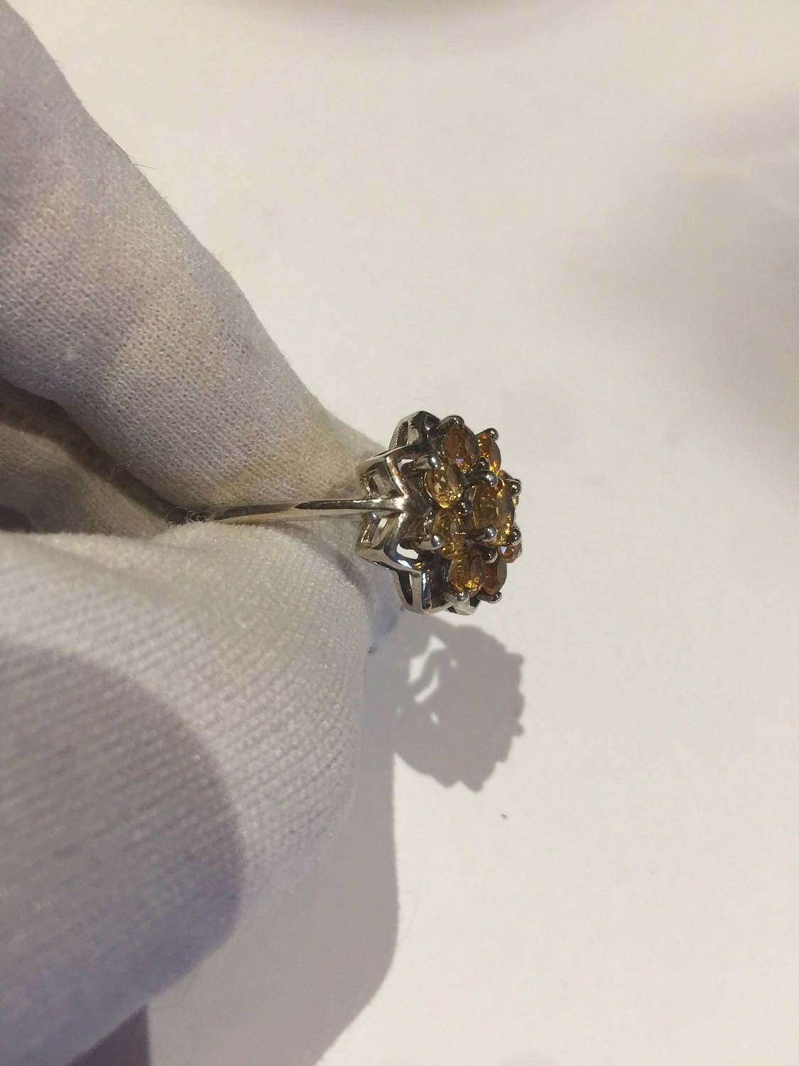 Vintage Handmade Golden Genuine Citrine 925 Sterling Silver Gothic Ring