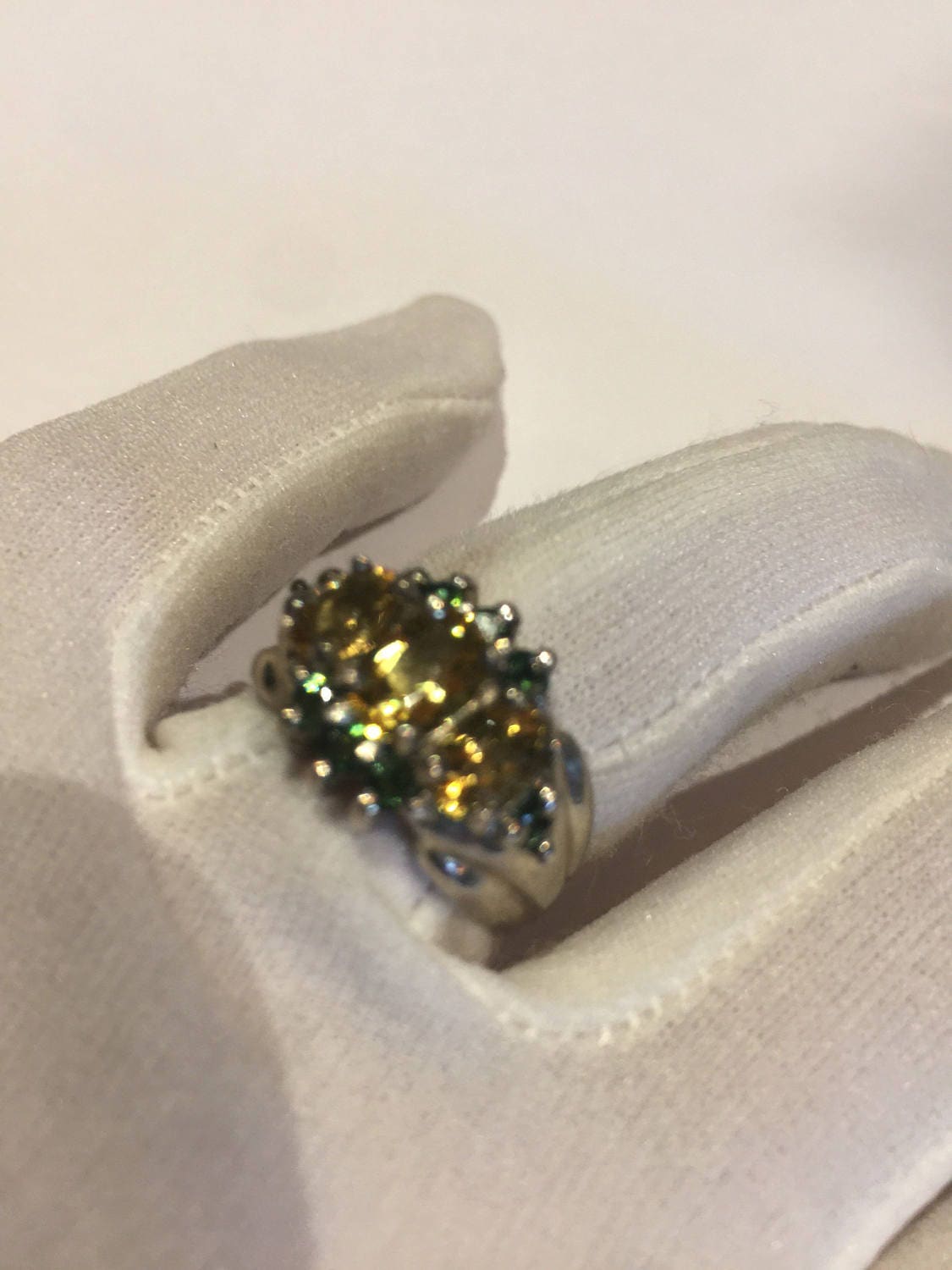 Vintage Handmade Golden Genuine Citrine 925 Sterling Silver Gothic Ring