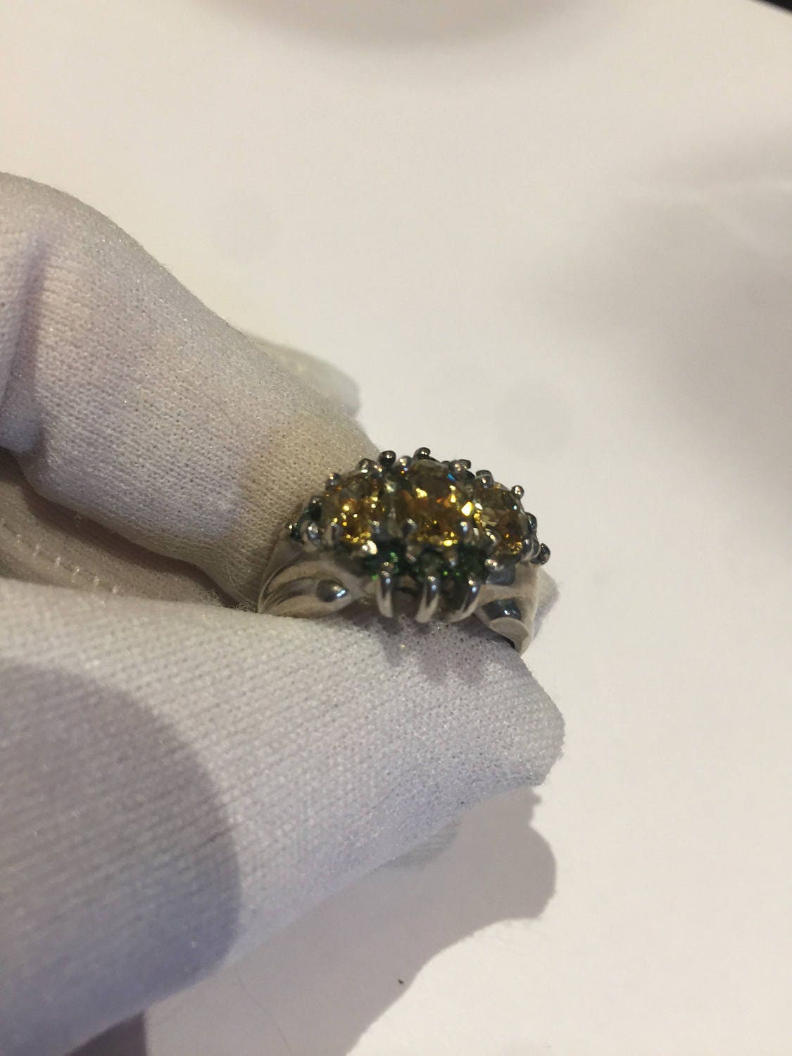 Vintage Handmade Golden Genuine Citrine 925 Sterling Silver Gothic Ring