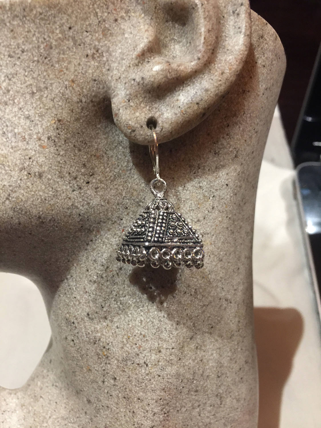 Vintage Handmade Pyramid Charm Deco Earrings