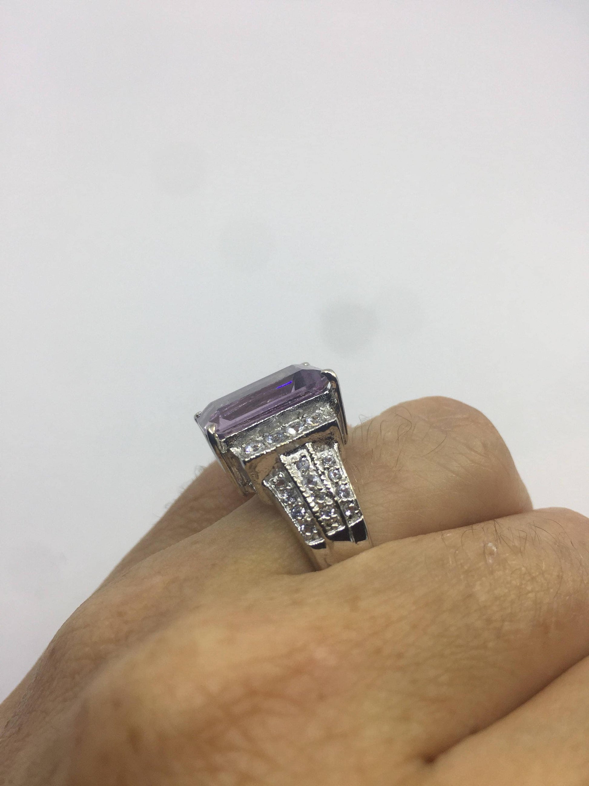 Vintage Handmade Genuine Purple Amethyst Filigree Setting 925 Sterling Silver Gothic RingSize 7 can be resized