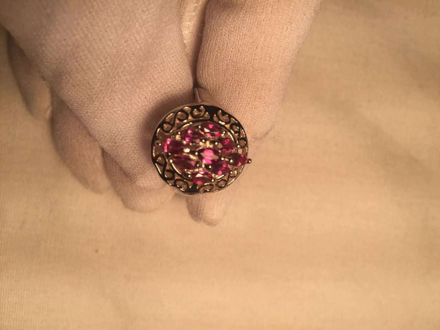 Vintage Handmade Pink Toumaline 925 Sterling Silver Gothic Ring