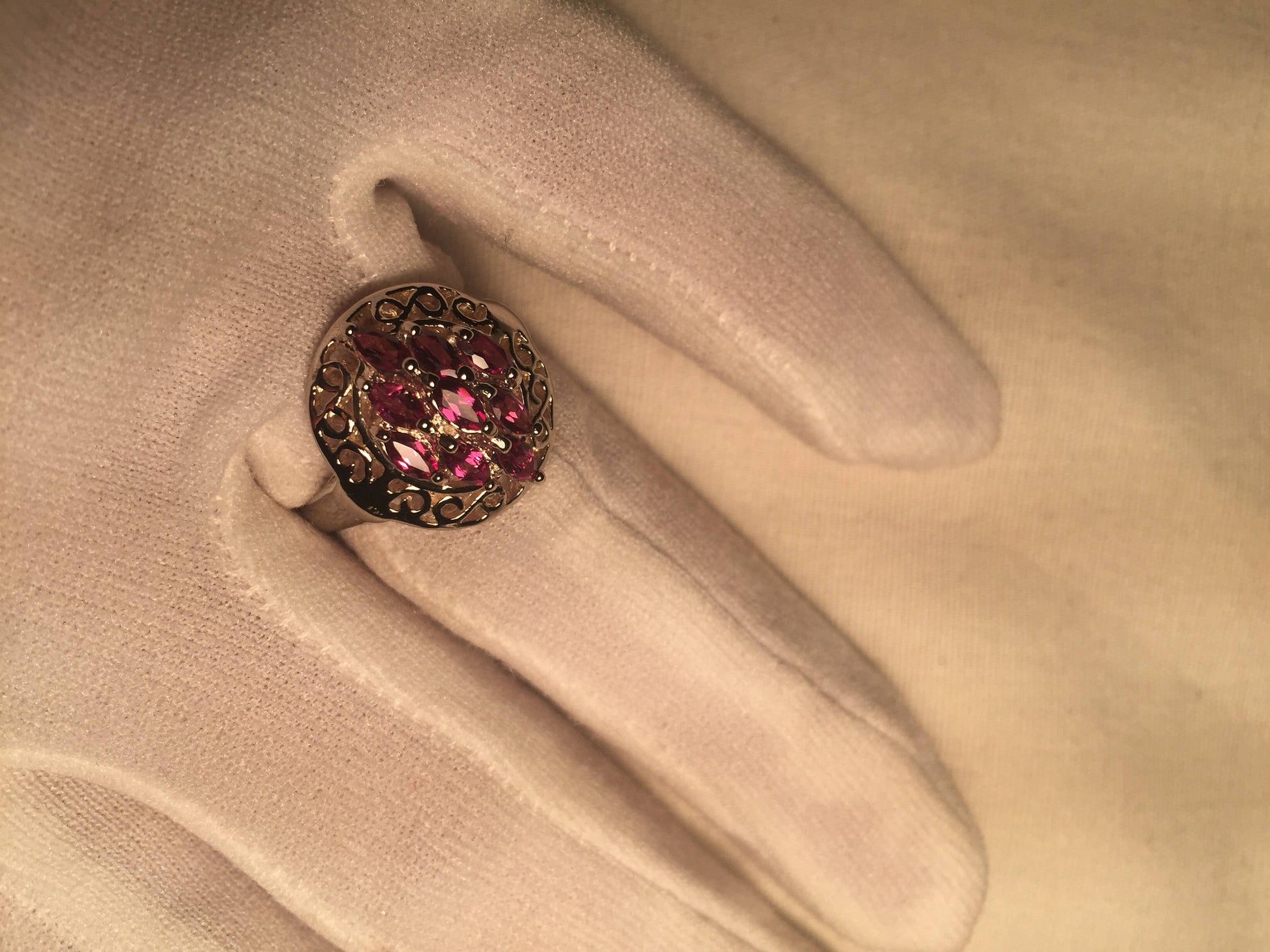 Vintage Handmade Pink Toumaline 925 Sterling Silver Gothic Ring