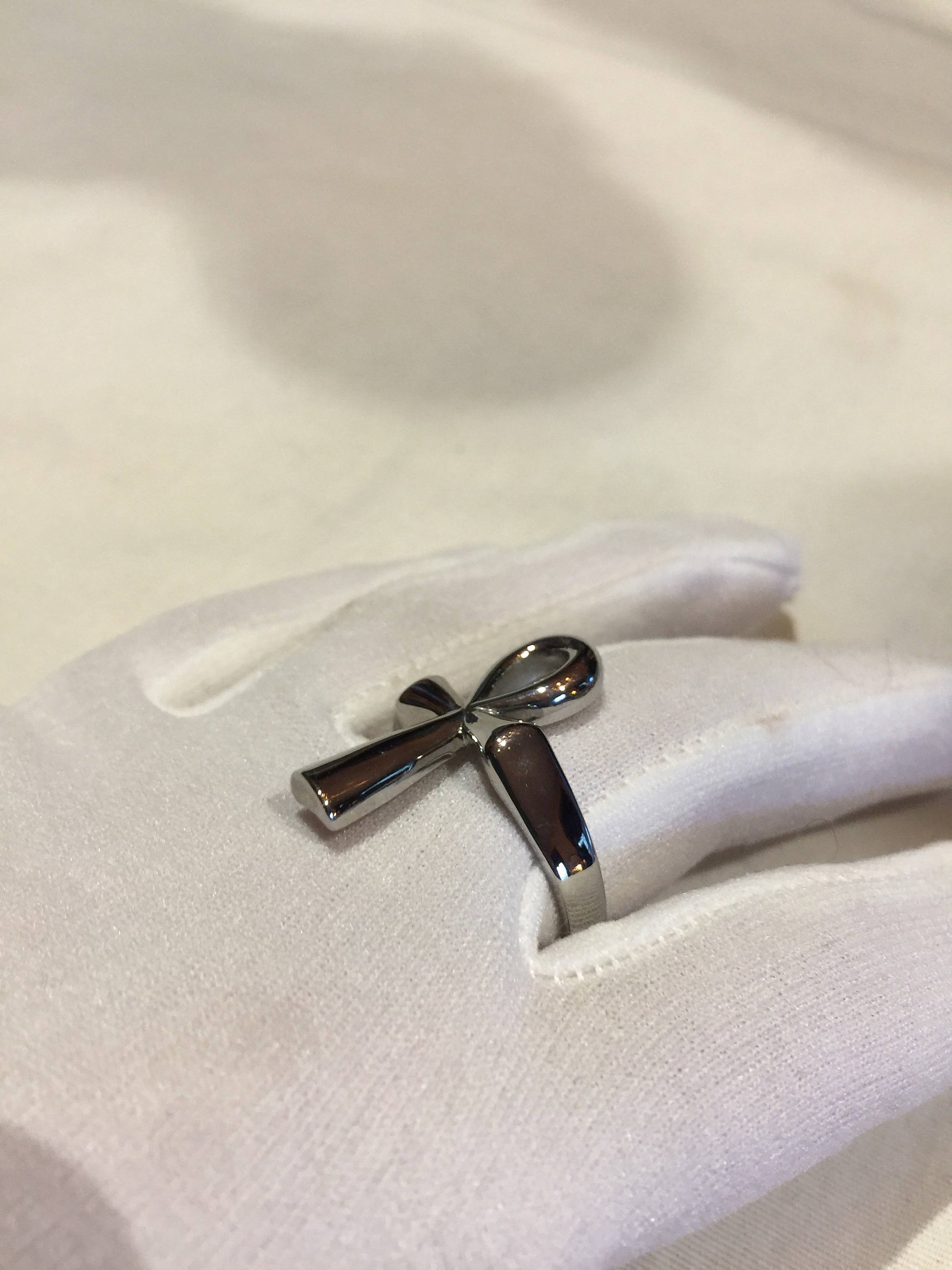 Vintage Silver Stainless Steel Gothic Egyptian Ankh Men Ring