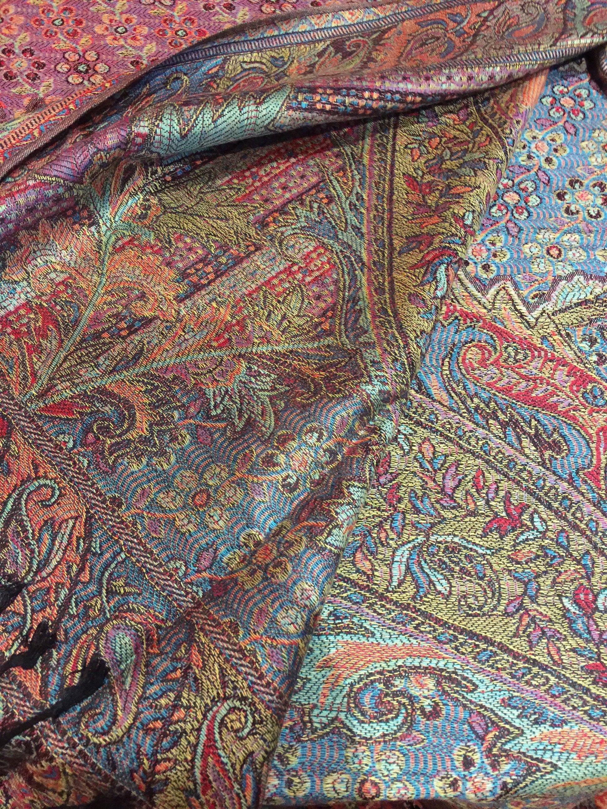 Metallic Vintage Paisley Brocade Pashmina Scarf Wrap Shawl