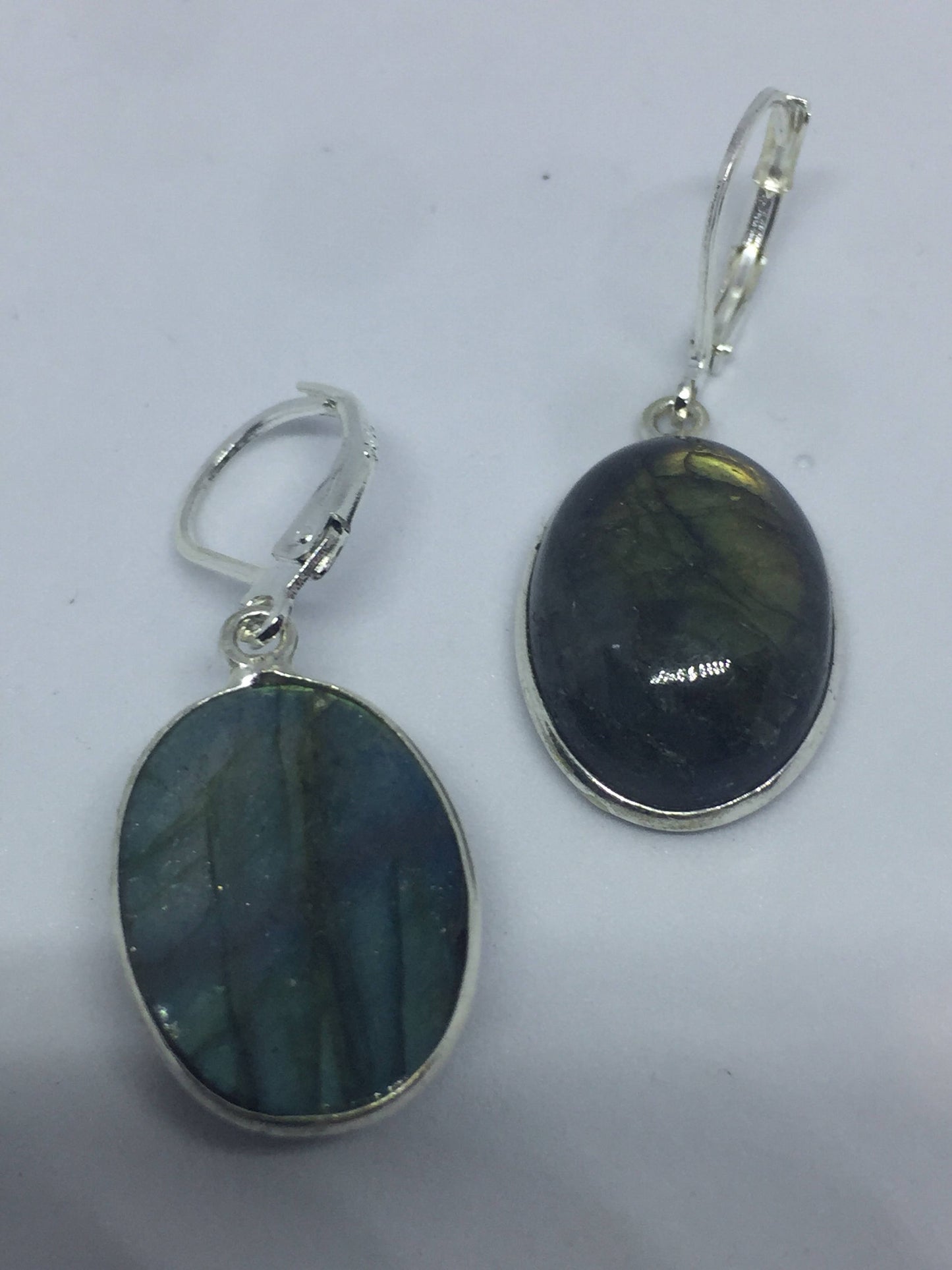 Vintage Labradorite Silver Dangle Earrings