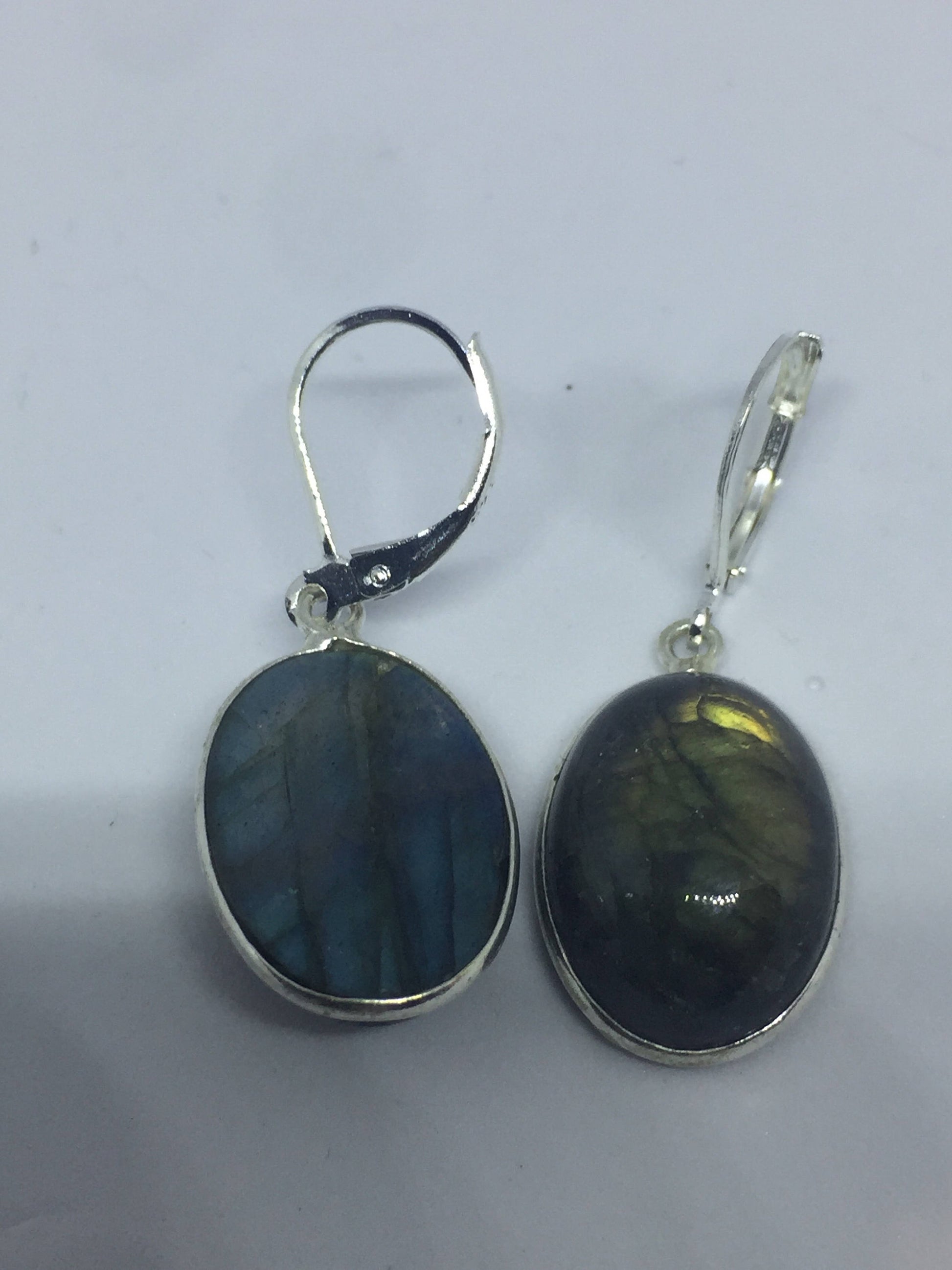 Vintage Labradorite Silver Dangle Earrings