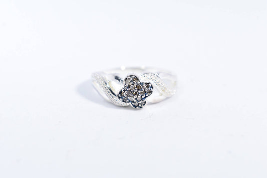 Vintage Handmade Deep Smoky champagne diamond 925 Sterling Silver Gothic Ring