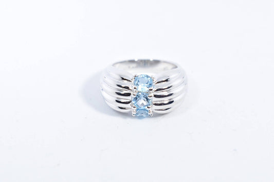 Vintage Genuine Blue Topaz 925 Sterling Silver Ring