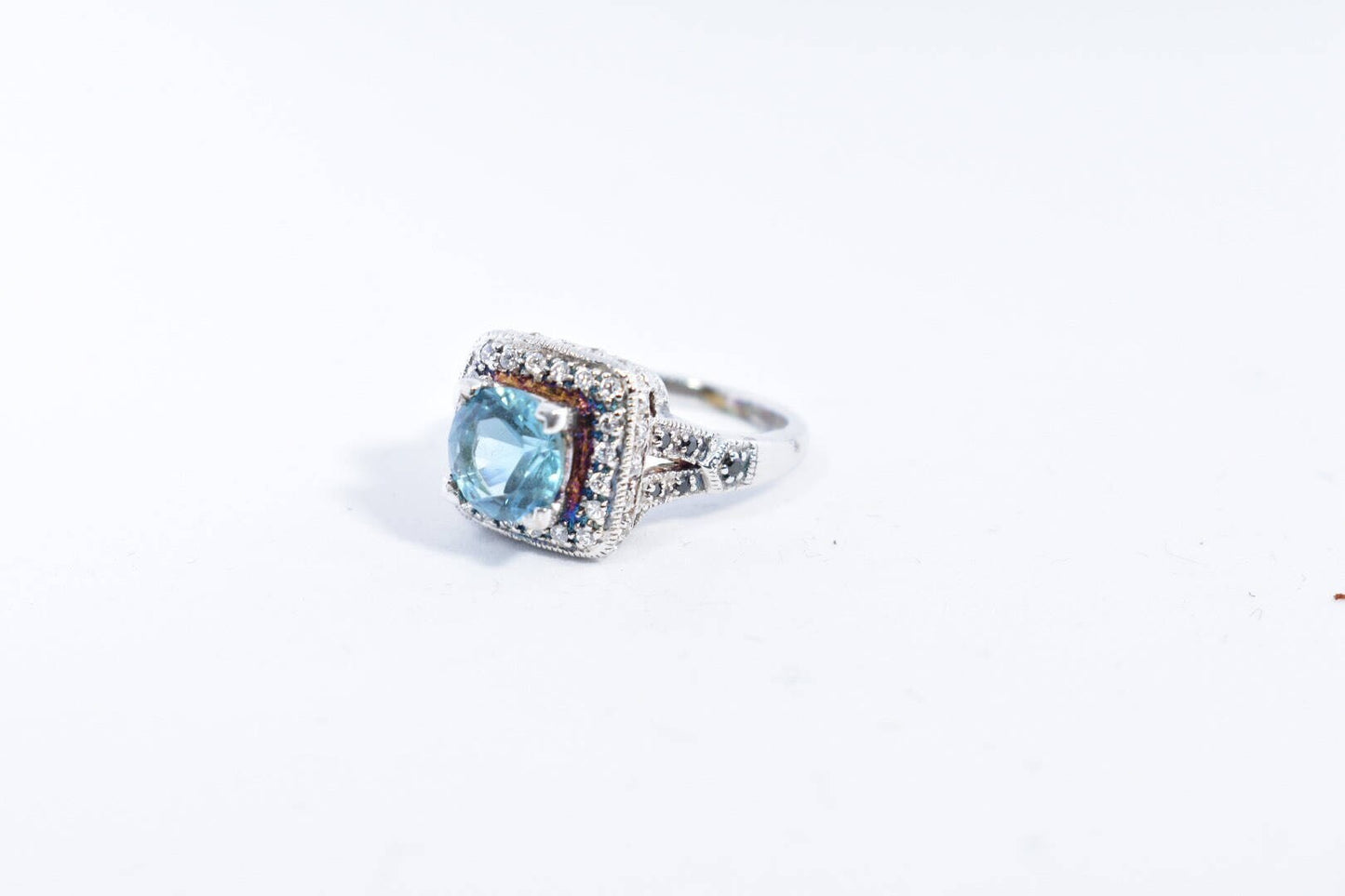 Vintage Genuine Blue Topaz 925 Sterling Silver Ring Size 6.75