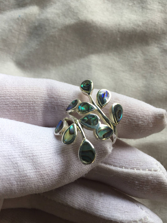 Antique Abalone Vine 925 Sterling Silver Ring